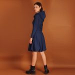 Ballonkleid mit Kapuze/Hoodie in marine blau