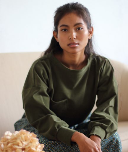 grüner Cordpullover