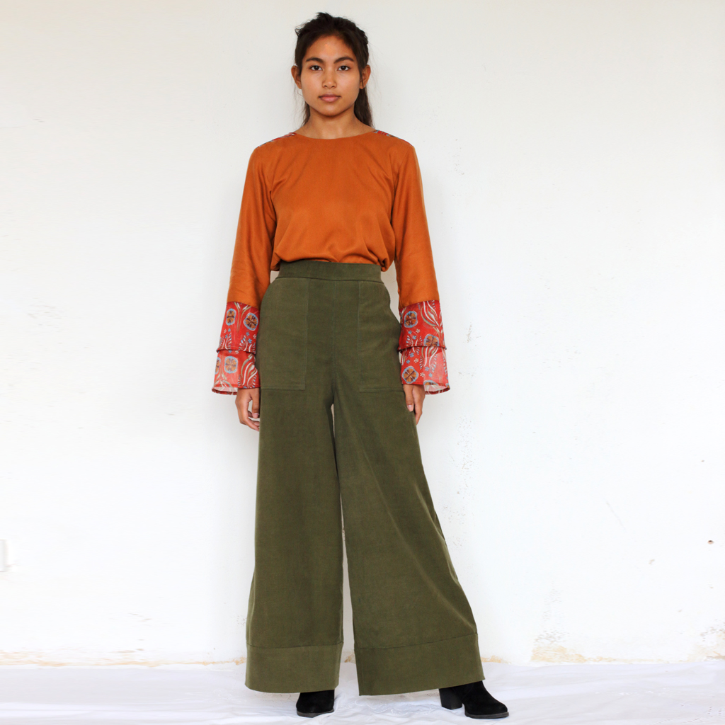 Hose_Hana_grün Olivegrüne Cordhose