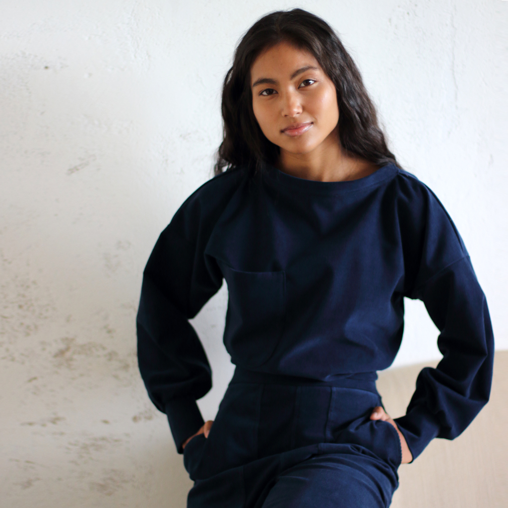 Pulli_Cana_blau Blauer Cordpullover