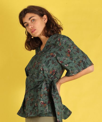 Vogelmuster Bluse