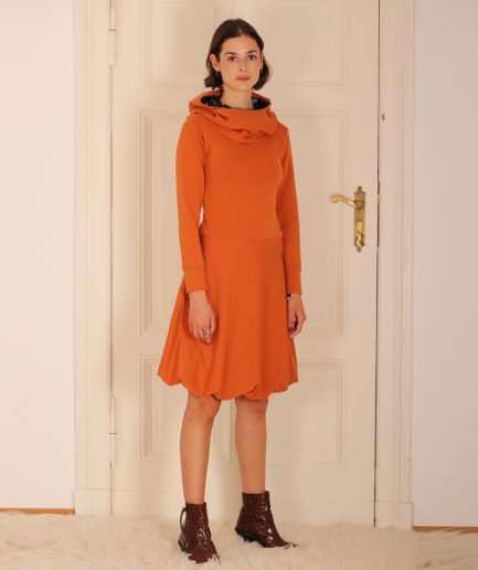 Ballonkleid mit Kapuze/Hoodie in rost
