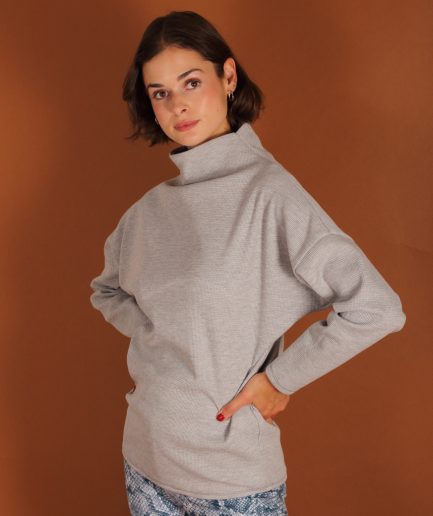 Stehkragen Pullover grau