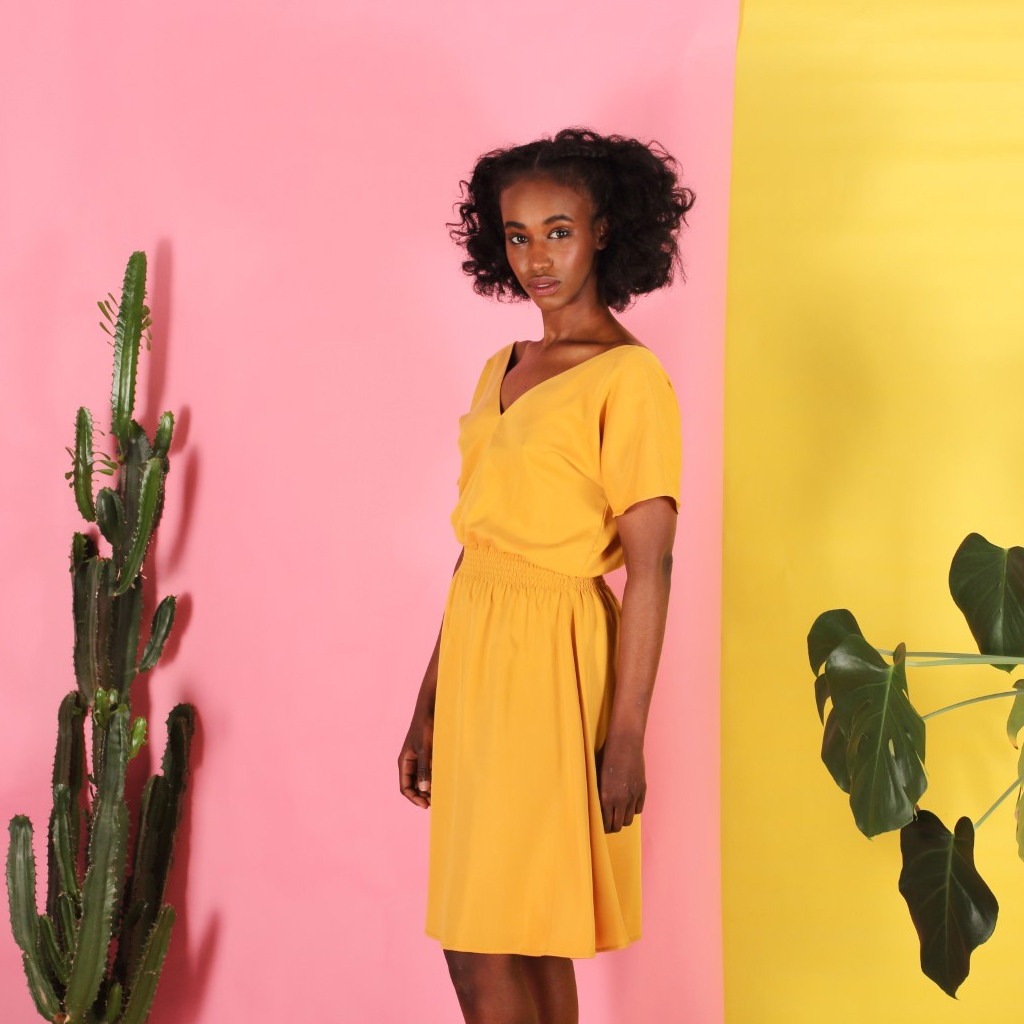 Alani_Kleid gelbes Tencel Kleid