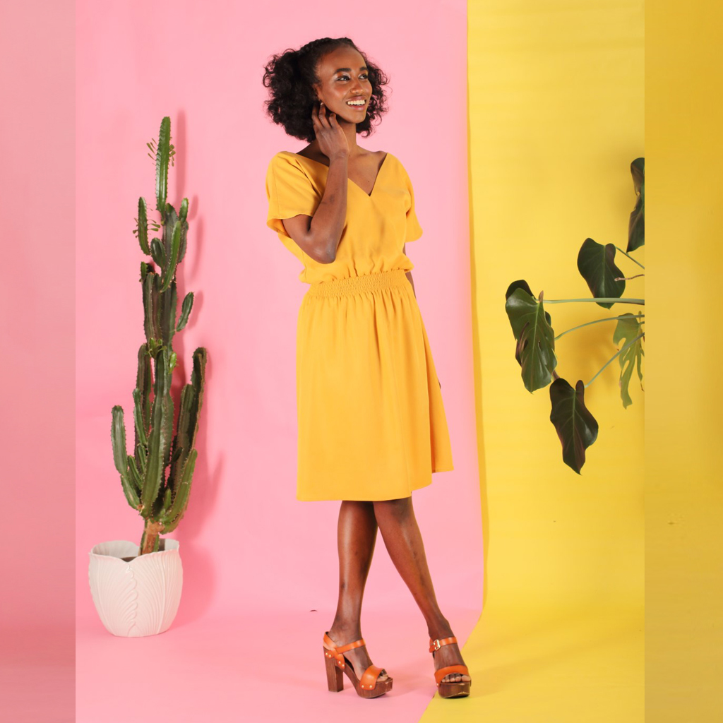 Alani_Kleid2 gelbes Tencel Kleid