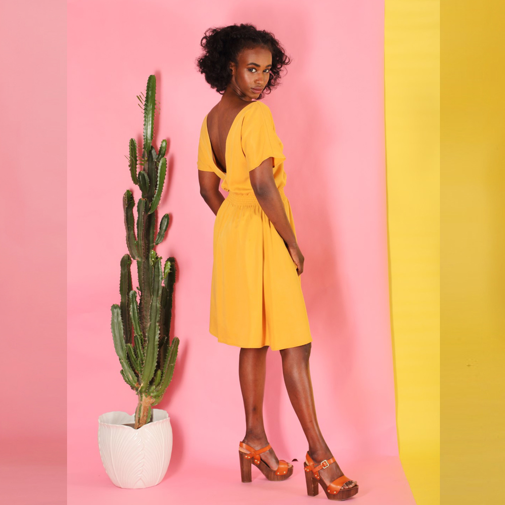 Alani_Kleid3 gelbes Tencel Kleid