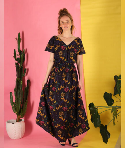 Longdress Vlaria aus floraler Bio Baumwolle