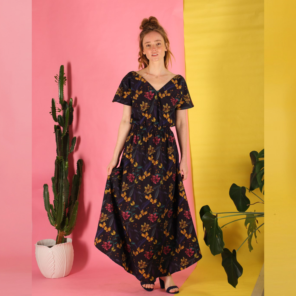 Vlaria_Kleid5 Longdress Vlaria aus floraler Bio Baumwolle