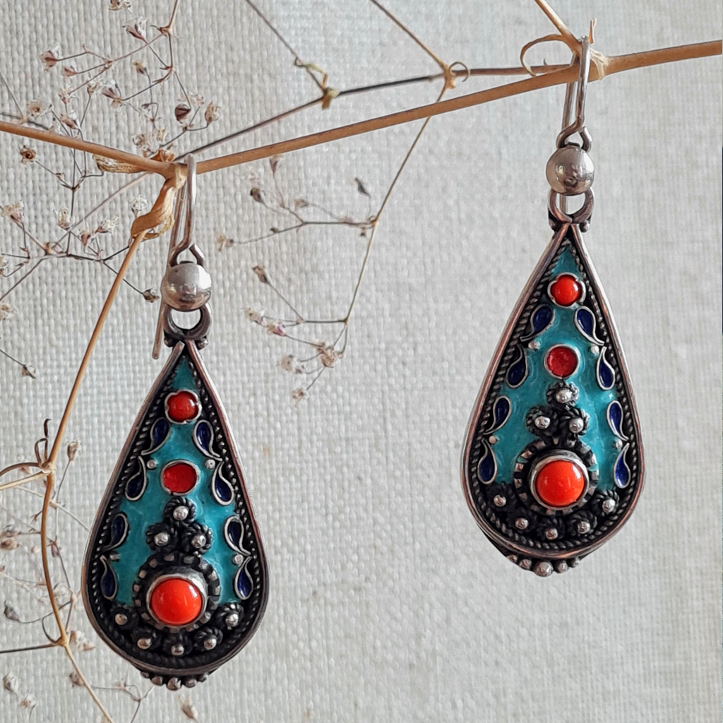 Cloisonné Emaille Ohrringe