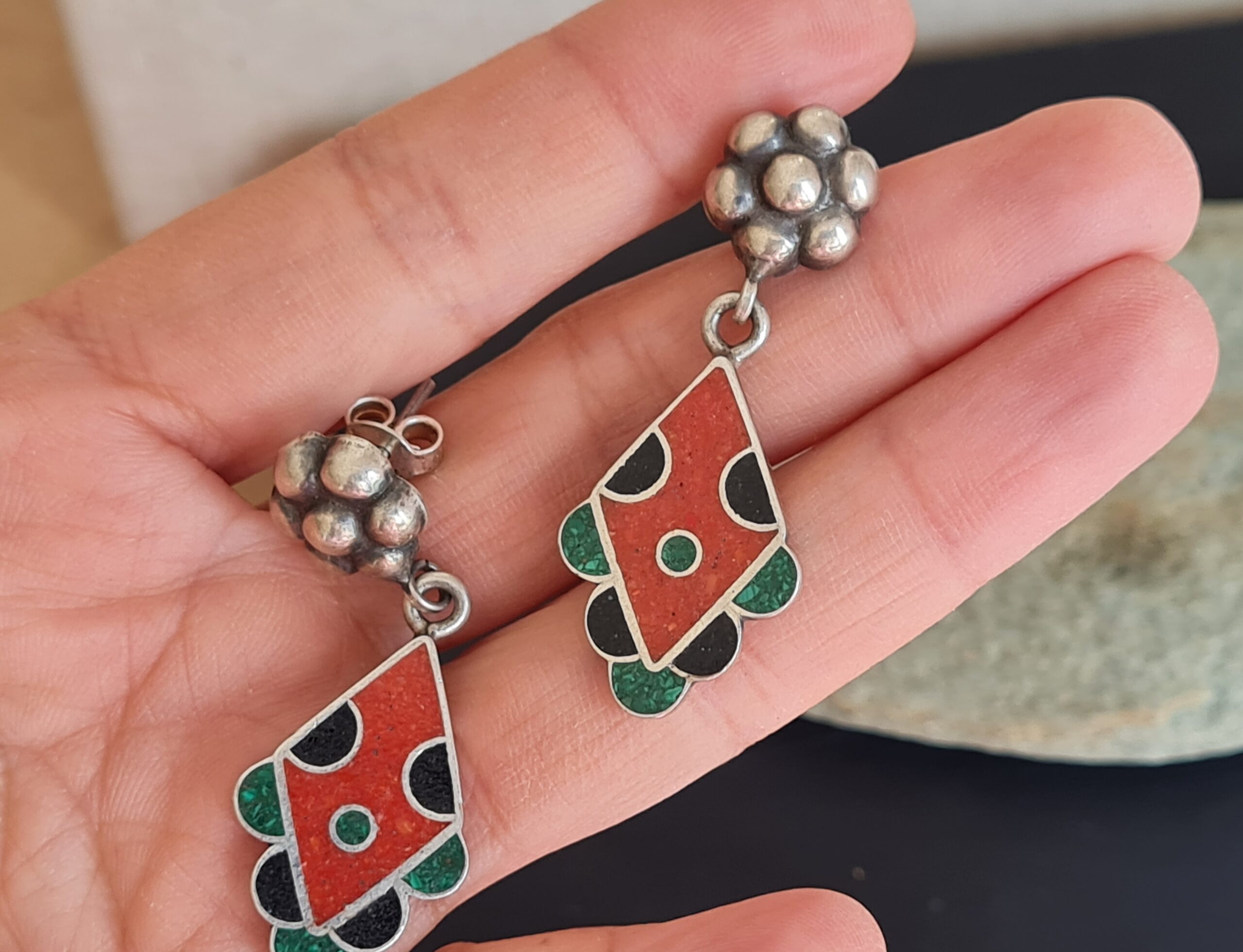 Emaille Cloisonné Ohrringe 3 Emaille Cloisonné Ohrringe