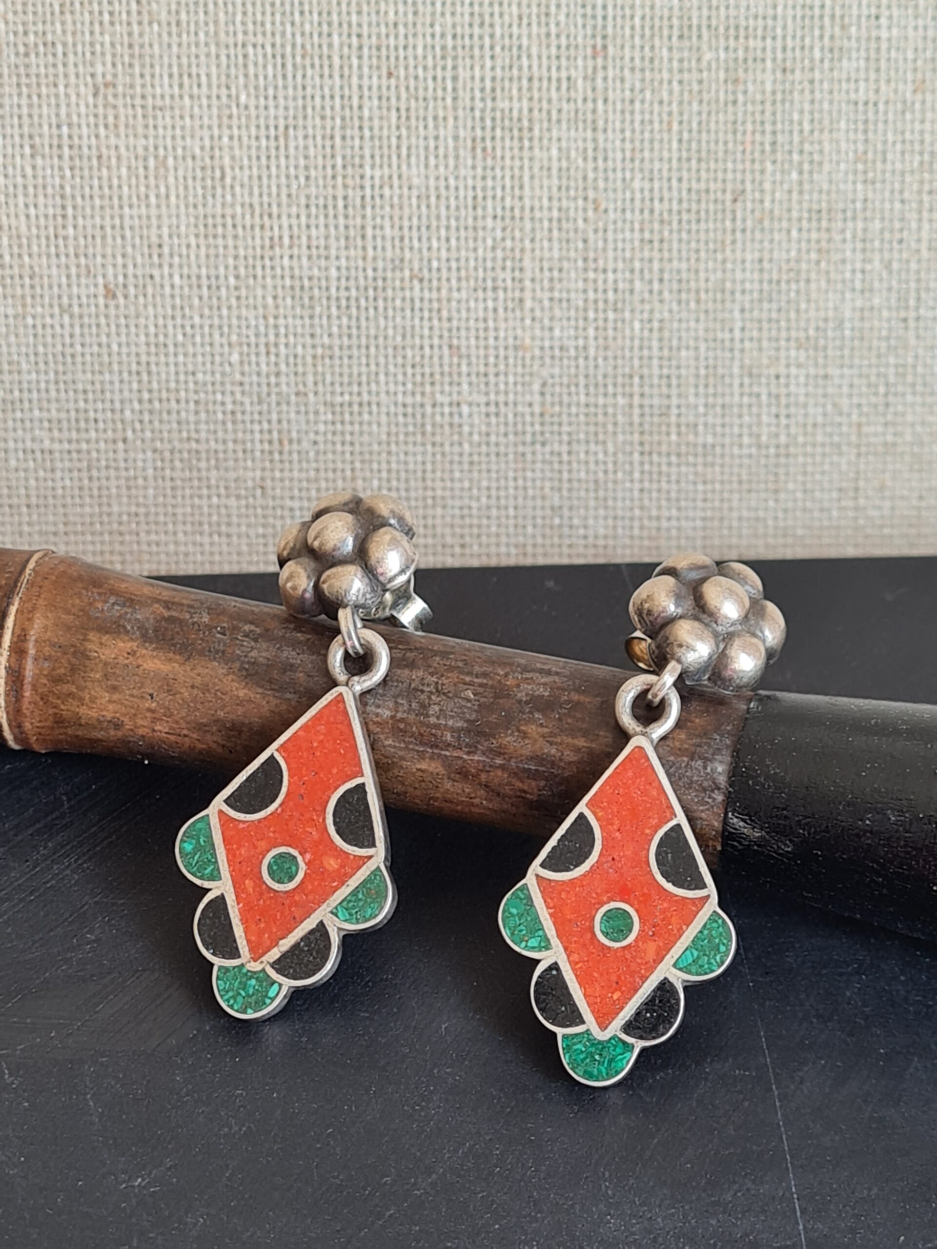 Emaille Cloisonné Ohrringe