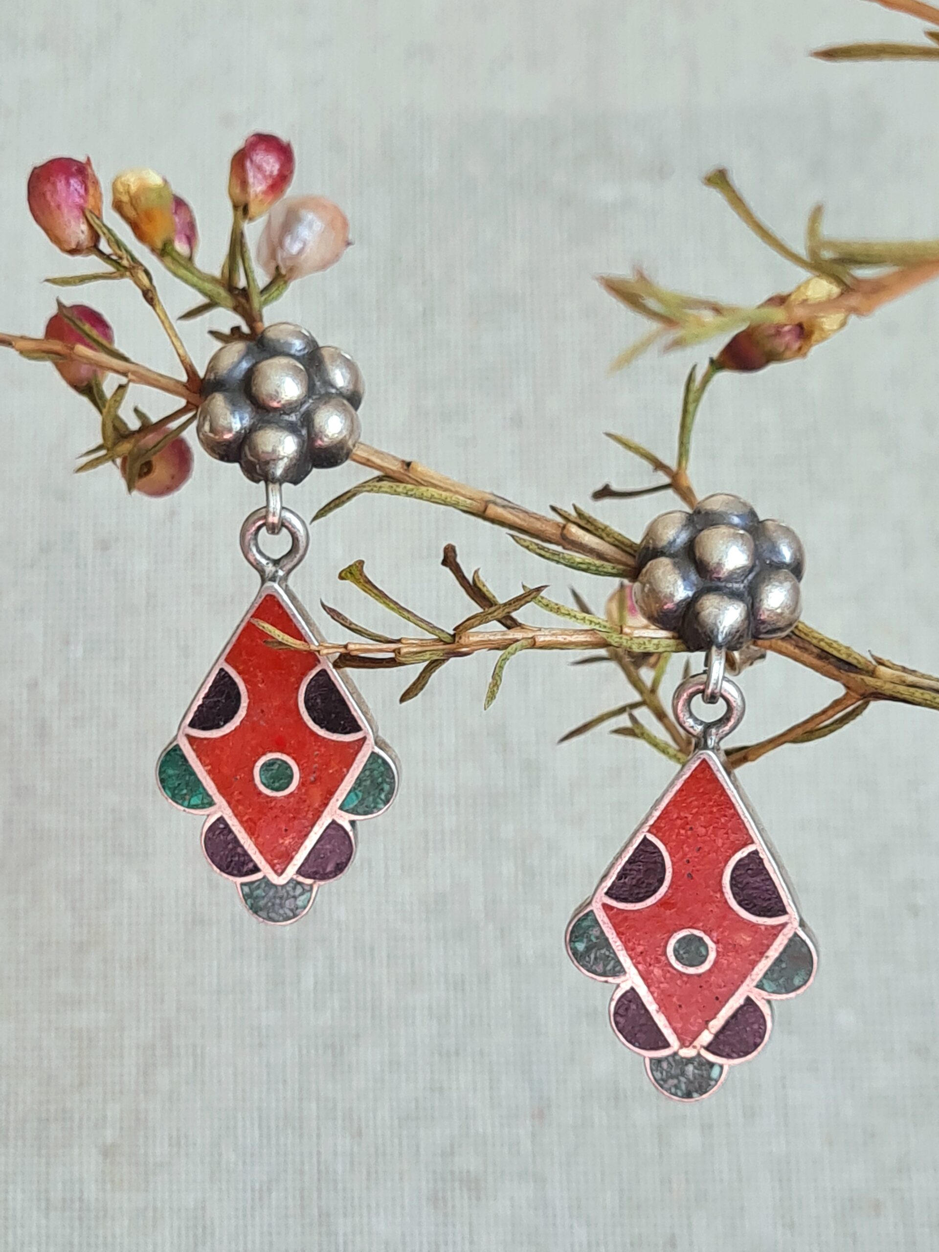 Emaille Cloisonné Ohrringe Indien1 Emaille Cloisonné Ohrringe