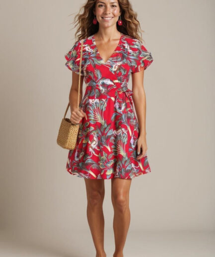 nachhaltige Wickelkleid mit Dschungelprint