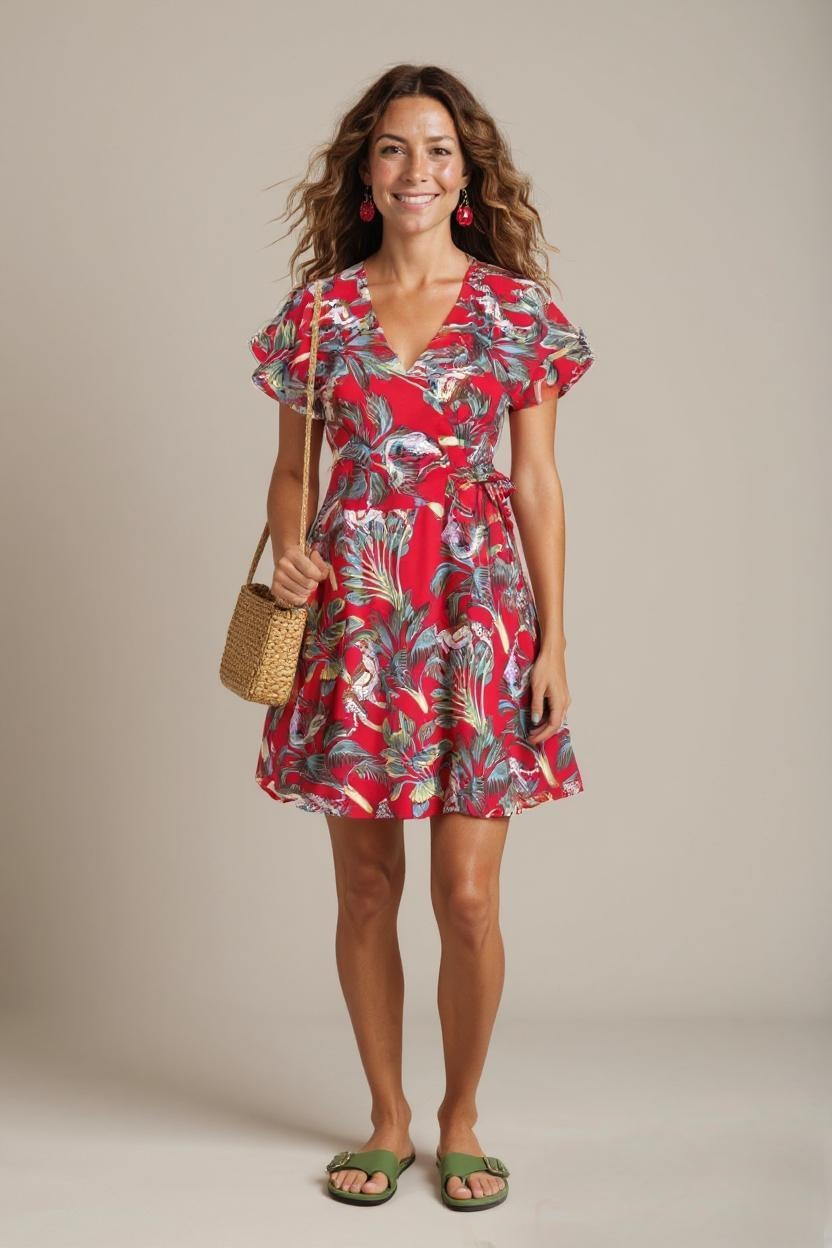 Patara_1 nachhaltige Wickelkleid mit Dschungelprint